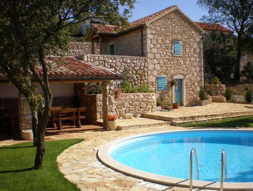 Three charming stone villas on one estate sleeping up to 14 -16, near Crikvenica with views of Krk Island