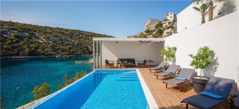 Luxury Beachfront Villa with Heated Infinity Pool near Trogir, Sleeps 8