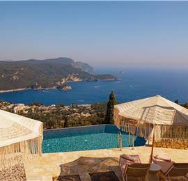 3 bedroom villa with pool & sea views, near Palaiokastrítsa, sleeps 6