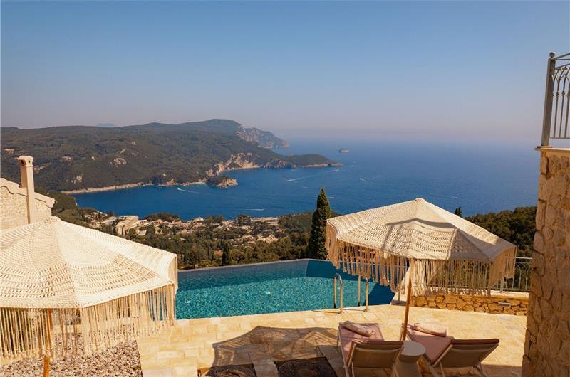 3 bedroom villa with pool & sea views, near Palaiokastrítsa, sleeps 6