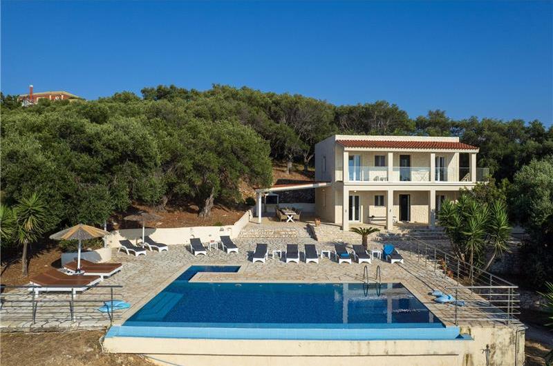 7 bedroom seafront luxury villa with pool & jacuzzi, near Acharavi, sleeps 14-15