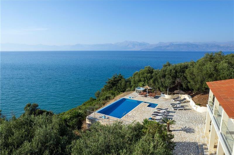 7 bedroom seafront luxury villa with pool & jacuzzi, near Acharavi, sleeps 14-15