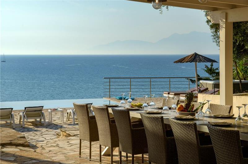 7 bedroom seafront luxury villa with pool & jacuzzi, near Acharavi, sleeps 14-15