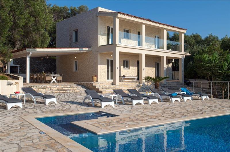 7 bedroom seafront luxury villa with pool & jacuzzi, near Acharavi, sleeps 14-15