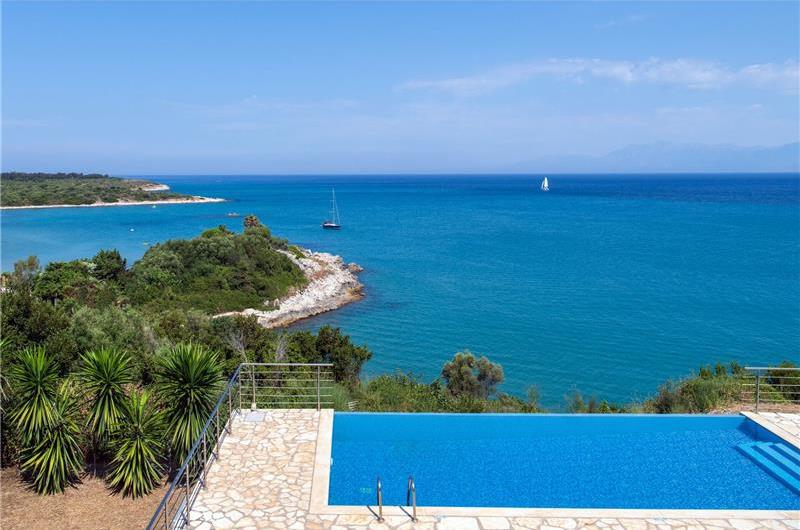 7 bedroom seafront luxury villa with pool & jacuzzi, near Acharavi, sleeps 14-15