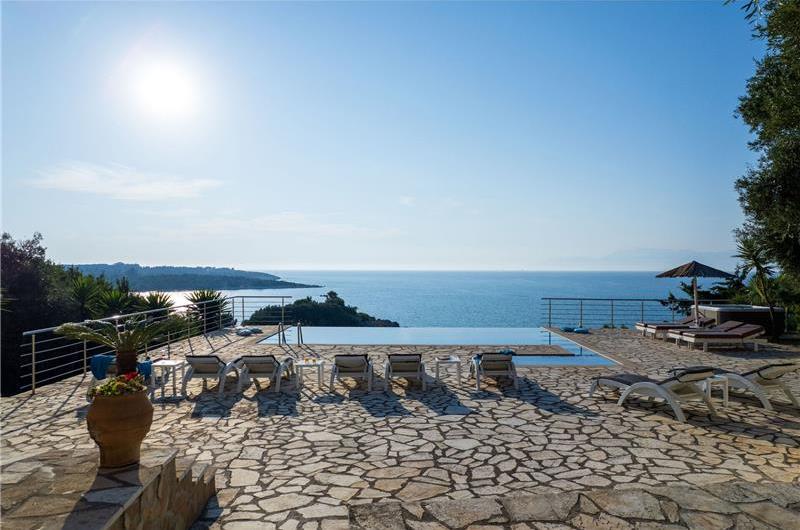 7 bedroom seafront luxury villa with pool & jacuzzi, near Acharavi, sleeps 14-15