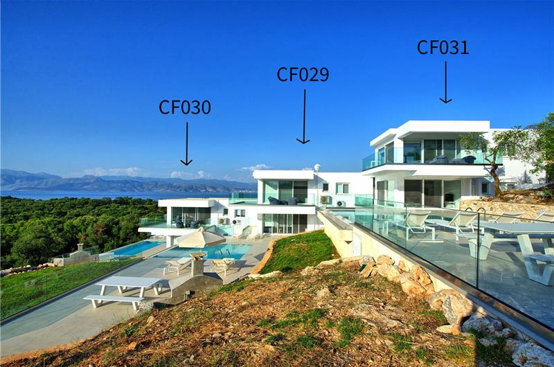 4 bedroom villa with pool & seaview, near Kassiopi, sleeps 9