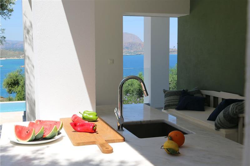 5 bedroom luxury villa with infinity pool, sea views and tennis court near Chania, sleeps 10